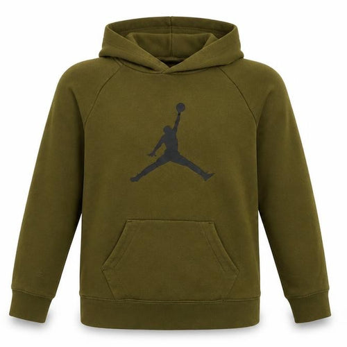 Jordan Boys Olive Green 12-13 Years Pullover Hoodie with Kangaroo Pocket