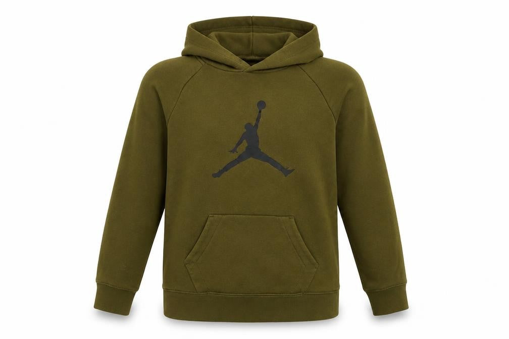 Jordan Boys Olive Green 12-13 Years Pullover Hoodie with Kangaroo Pocket