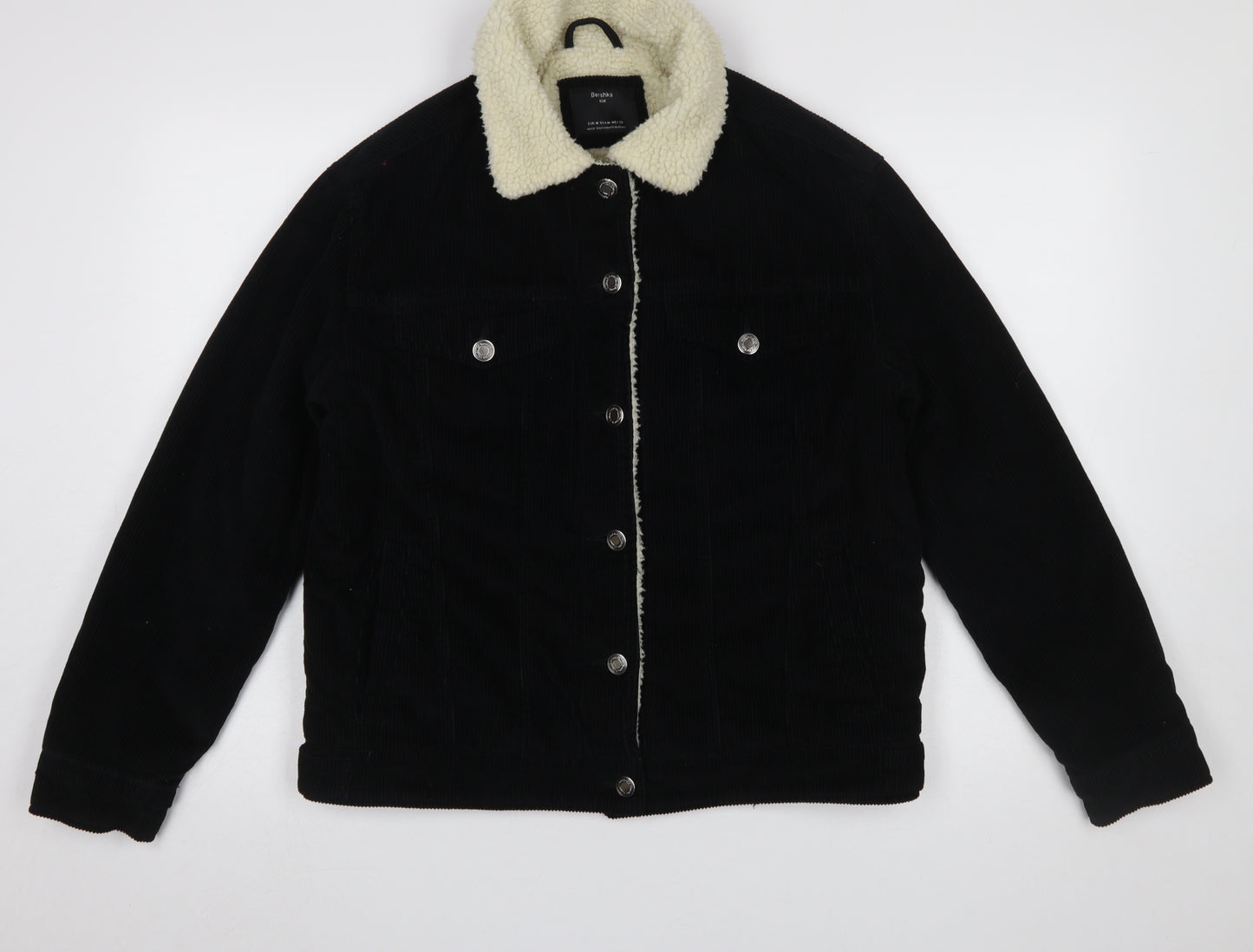 Bershka Women's Black Corduroy Sherpa Lined Jacket Size 12