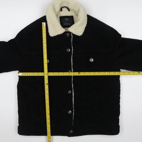 Bershka Women's Black Corduroy Sherpa Lined Jacket Size 12