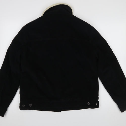 Bershka Women's Black Corduroy Sherpa Lined Jacket Size 12