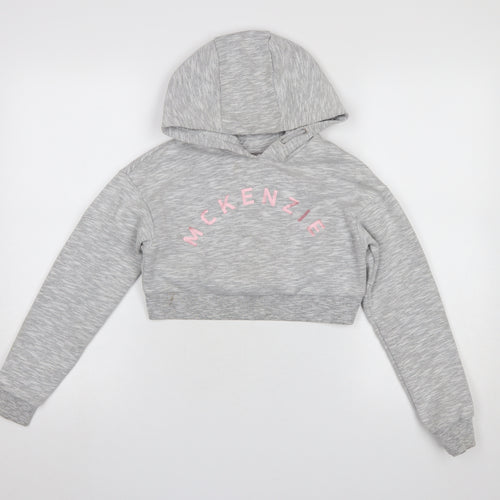 McKenzie Girls Grey Hooded Cropped Pullover Hoodie 10-12 Years