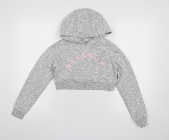 McKenzie Girls Grey Hooded Cropped Pullover Hoodie 10-12 Years