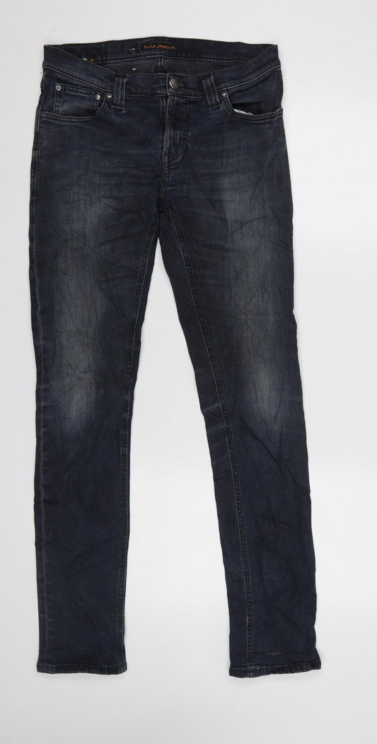 Nudie Jeans Co Mens Blue Slim Fit 30W 32L Straight Denim Jeans