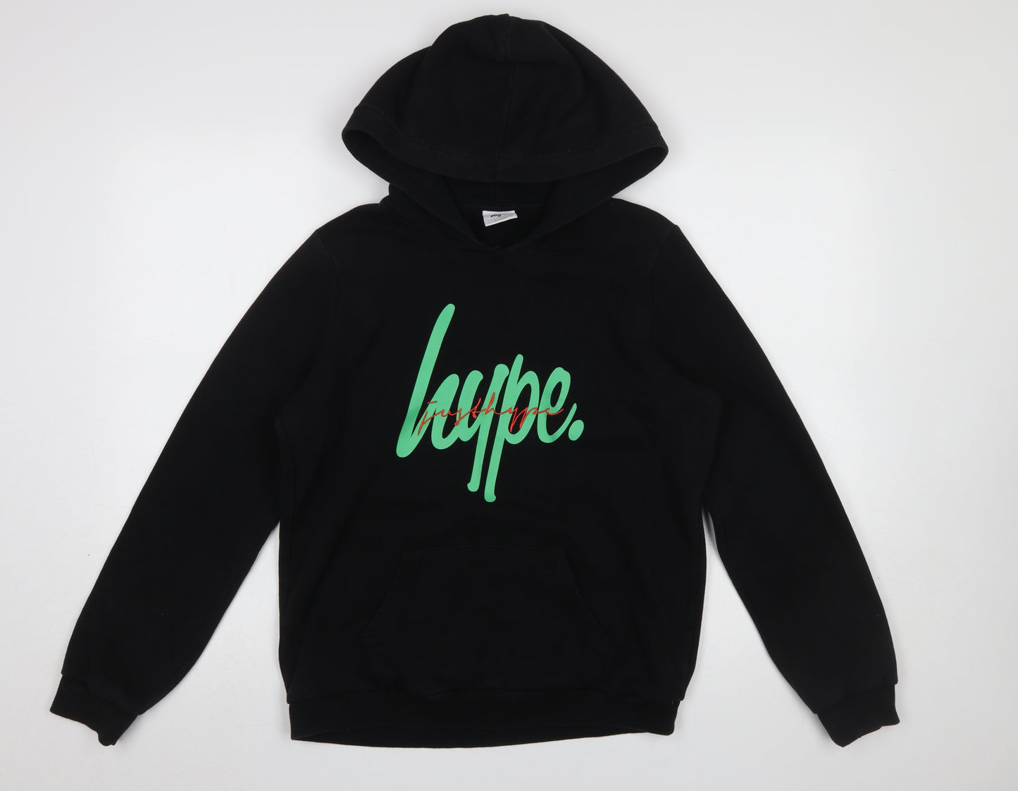 Hype Boys Black 14 Years Pullover Hoodie Graphic Print Cotton Blend