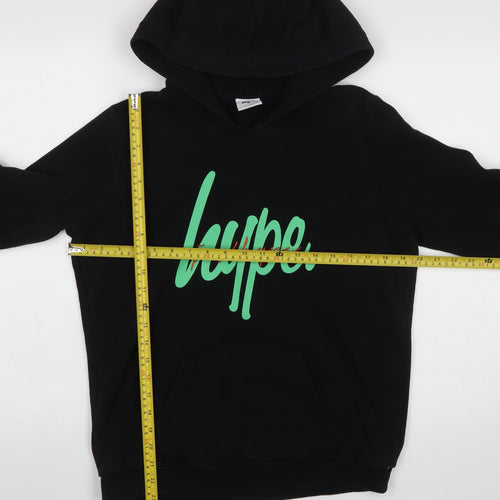 Hype Boys Black 14 Years Pullover Hoodie Graphic Print Cotton Blend