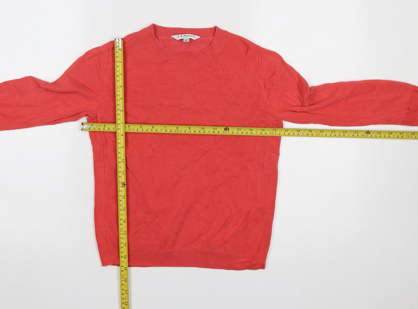 L.K.Bennett Women's Pink Silk Cotton Crew Neck Jumper XS