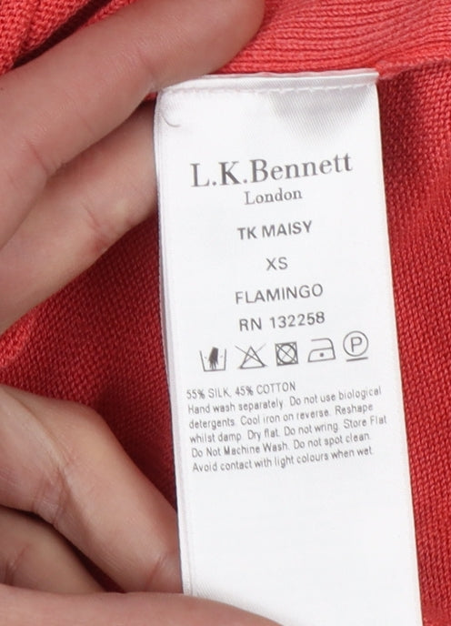 L.K.Bennett Women's Pink Silk Cotton Crew Neck Jumper XS