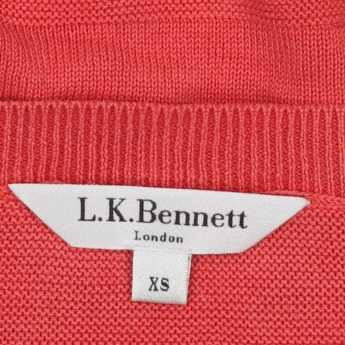 L.K.Bennett Women's Pink Silk Cotton Crew Neck Jumper XS