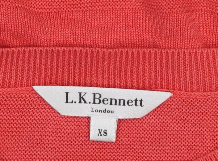 L.K.Bennett Women's Pink Silk Cotton Crew Neck Jumper XS