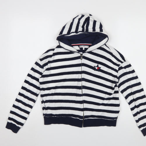 Tommy Hilfiger Girls Blue White Striped Full Zip Hoodie 16 Years