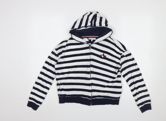 Tommy Hilfiger Girls Blue White Striped Full Zip Hoodie 16 Years