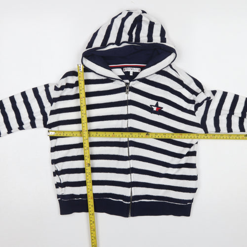 Tommy Hilfiger Girls Blue White Striped Full Zip Hoodie 16 Years
