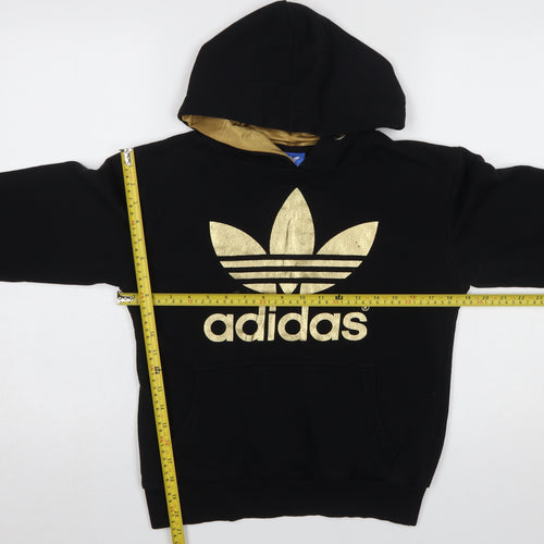 Adidas Women Black Gold Logo Pullover Hoodie M