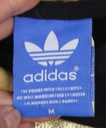 Adidas Women Black Gold Logo Pullover Hoodie M