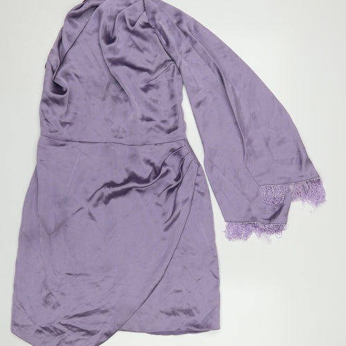 Folkster Women’s Purple Satin Wrap Dress Size S Party Elegant