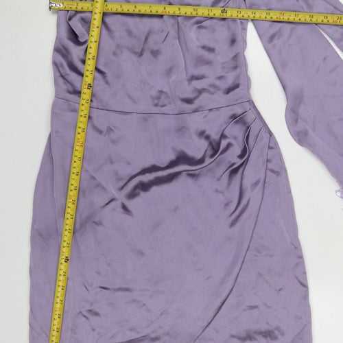Folkster Women’s Purple Satin Wrap Dress Size S Party Elegant