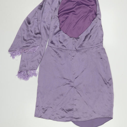Folkster Women’s Purple Satin Wrap Dress Size S Party Elegant