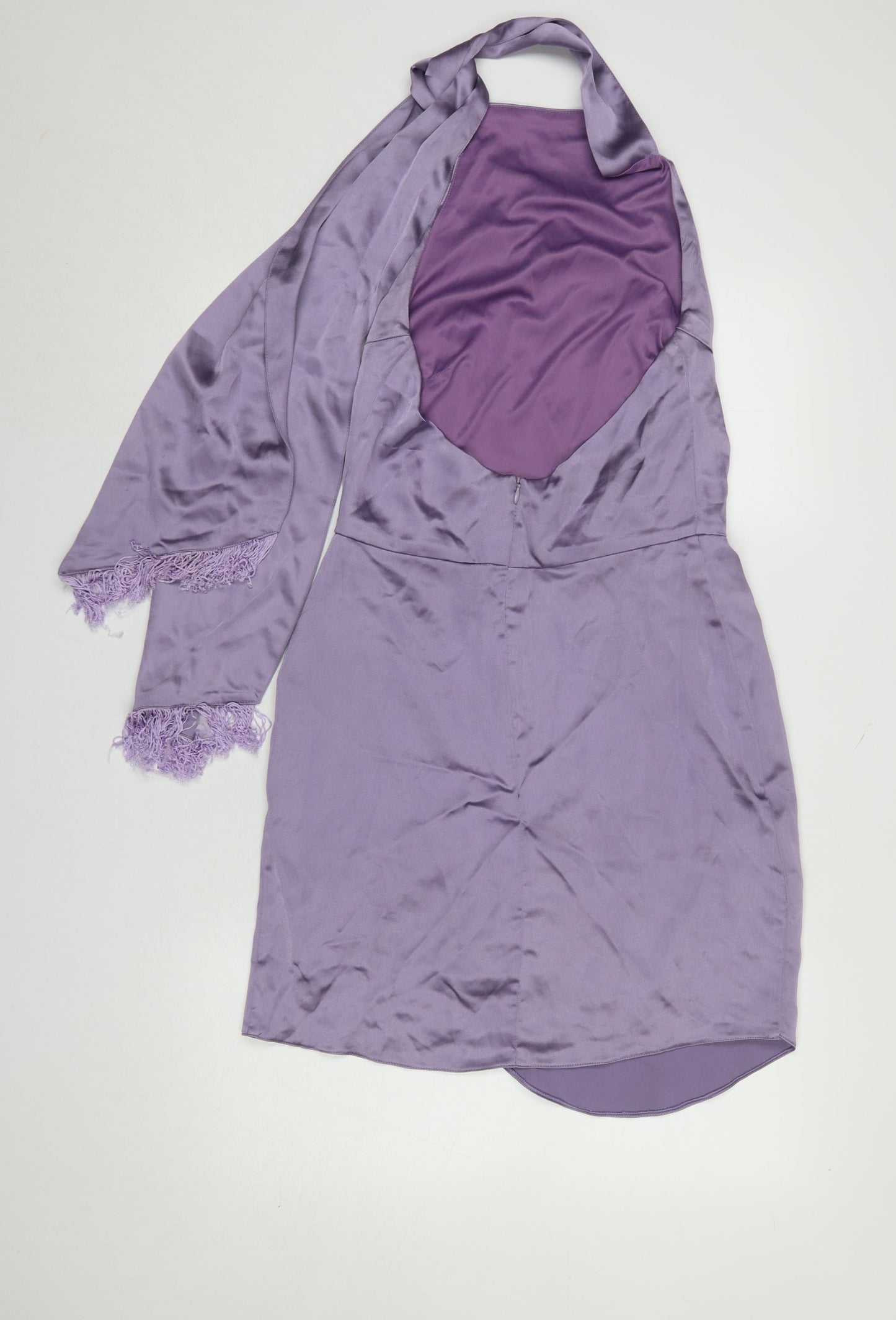 Folkster Women’s Purple Satin Wrap Dress Size S Party Elegant