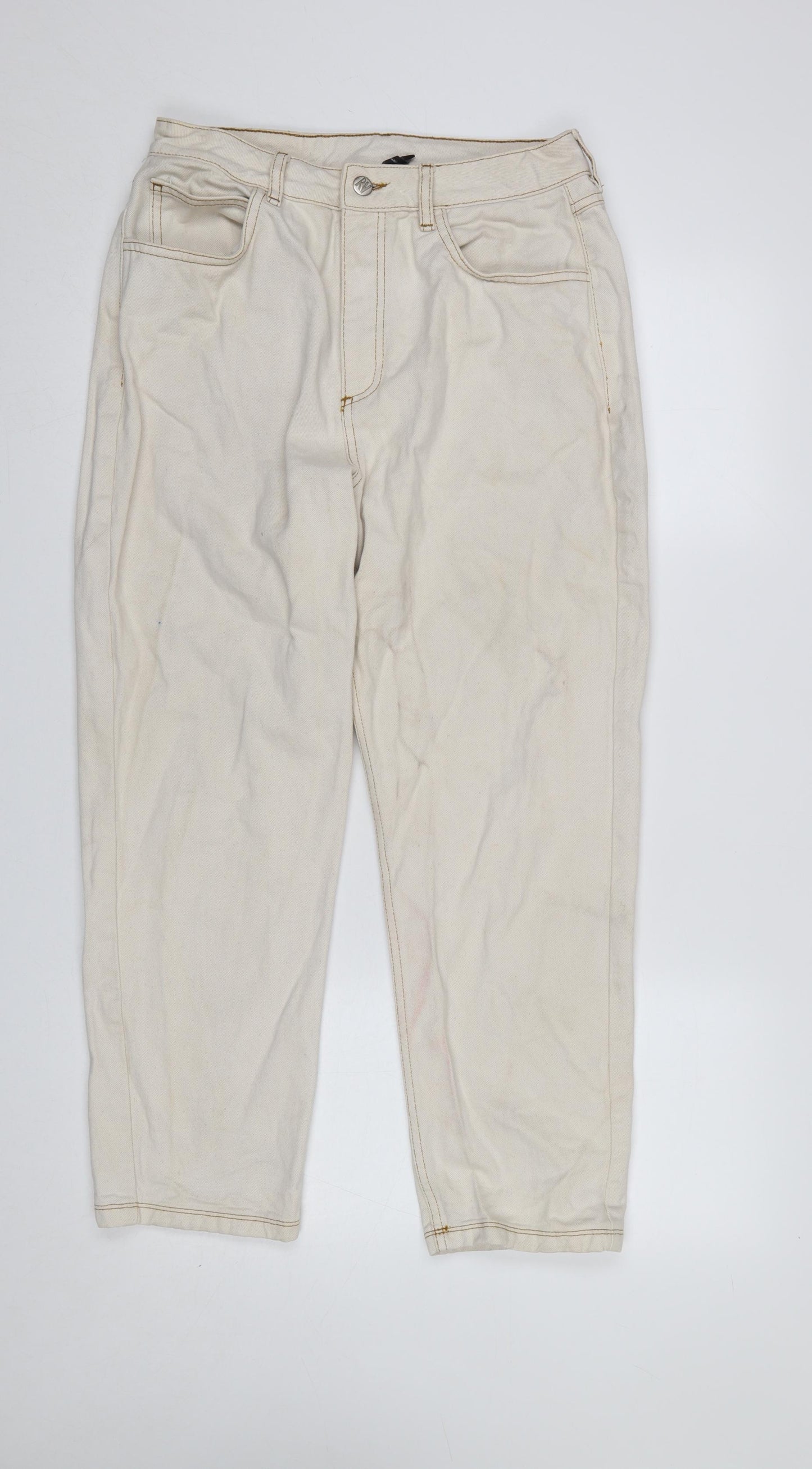 Reclaimed Vintage Women's Beige High Rise Mom Jeans Size 12