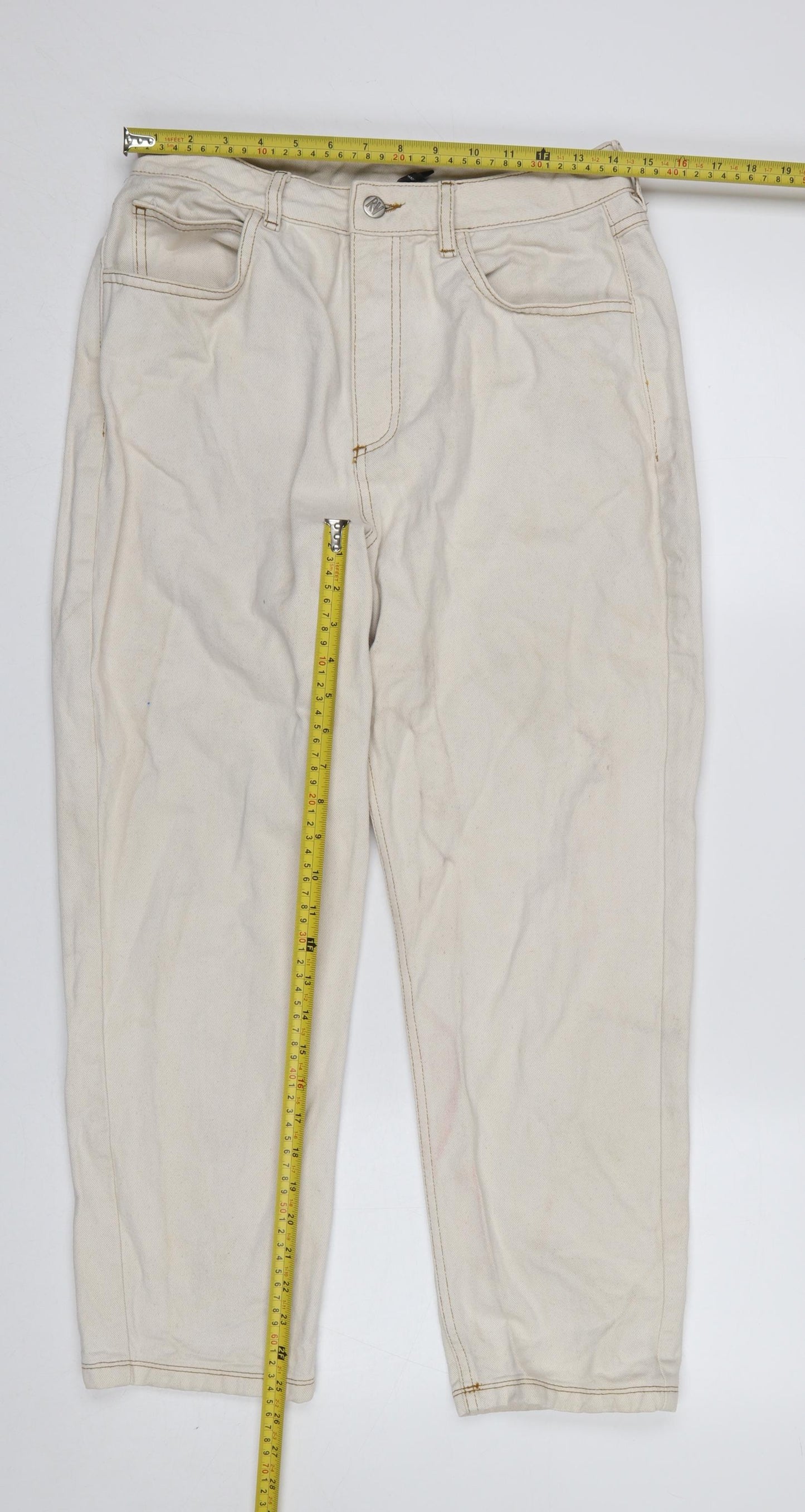 Reclaimed Vintage Women's Beige High Rise Mom Jeans Size 12