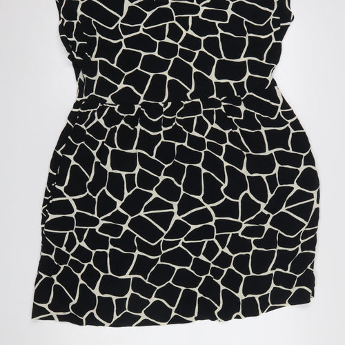 Masai Women Black Animal Print Viscose Shift Dress S
