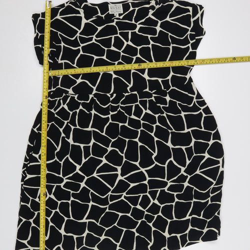 Masai Women Black Animal Print Viscose Shift Dress S