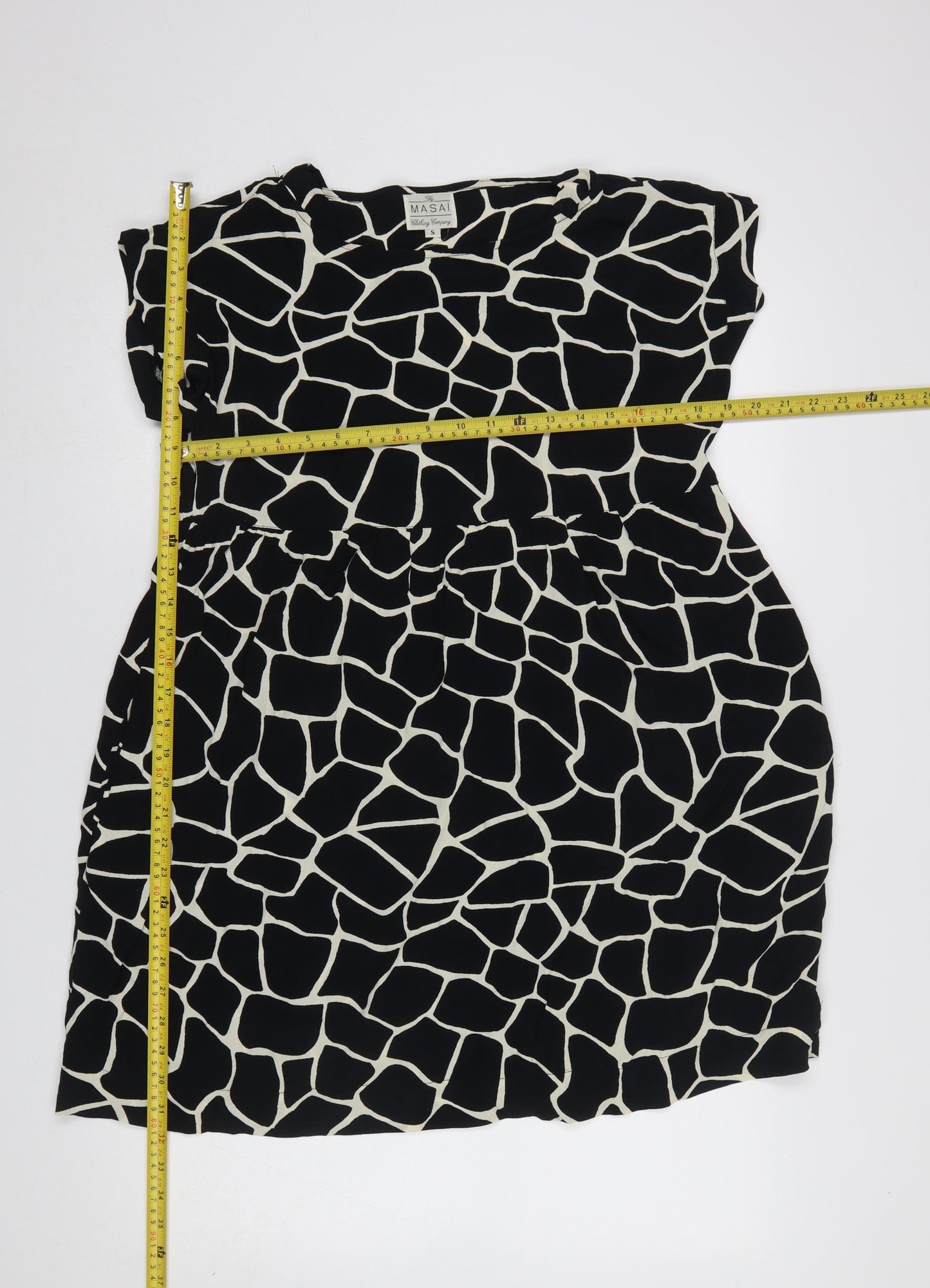 Masai Women Black Animal Print Viscose Shift Dress S