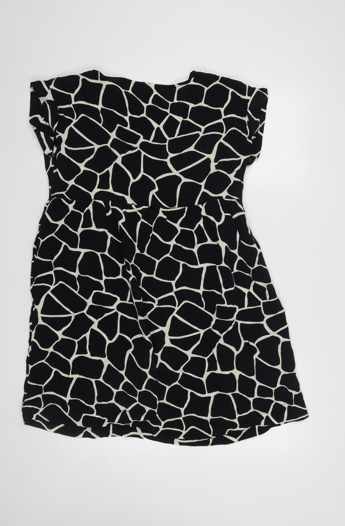 Masai Women Black Animal Print Viscose Shift Dress S