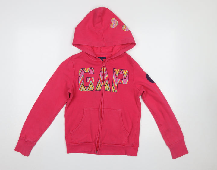 GAP Girls Pink Full Zip Logo Hoodie XL 12-13 Years Cotton Blend