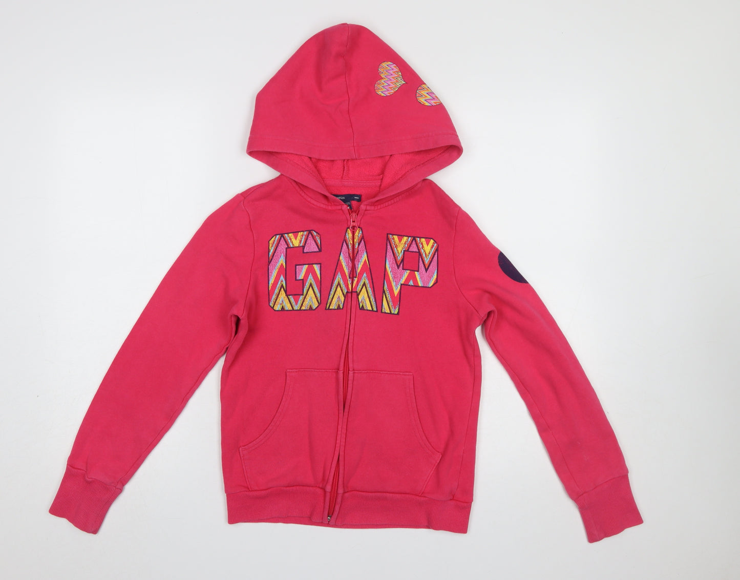 GAP Girls Pink Full Zip Logo Hoodie XL 12-13 Years Cotton Blend