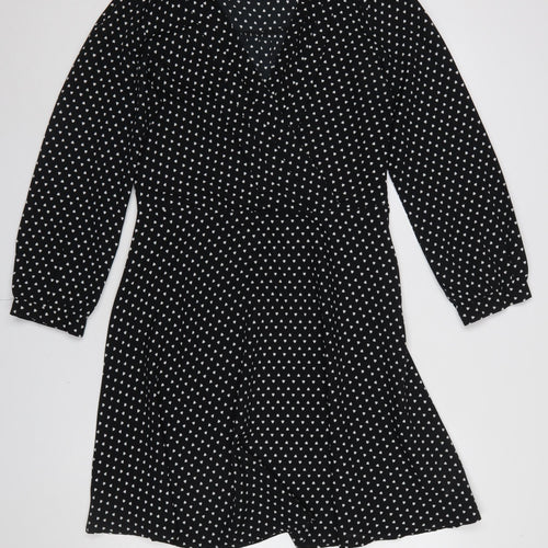 Circus Womens Black Heart Print V-Neck Wrap Dress Size 12
