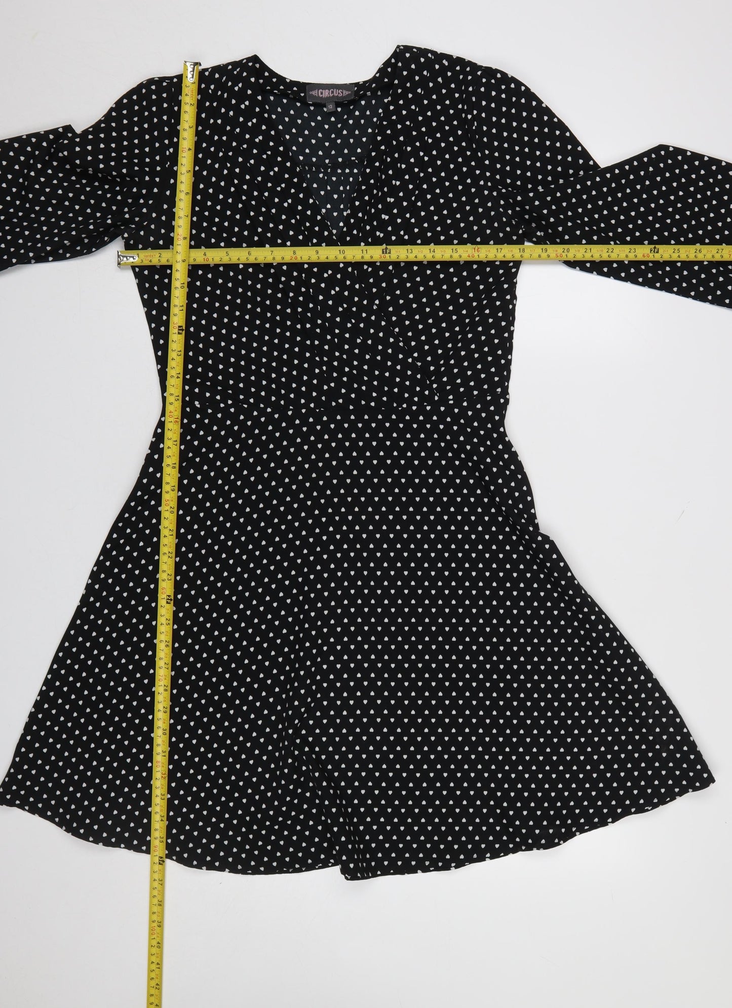 Circus Womens Black Heart Print V-Neck Wrap Dress Size 12
