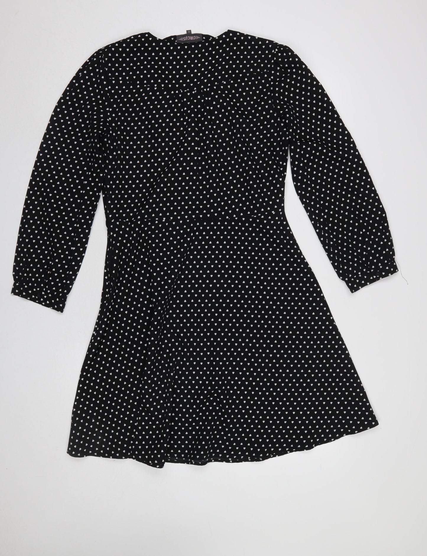 Circus Womens Black Heart Print V-Neck Wrap Dress Size 12