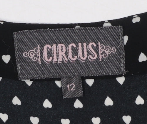 Circus Womens Black Heart Print V-Neck Wrap Dress Size 12