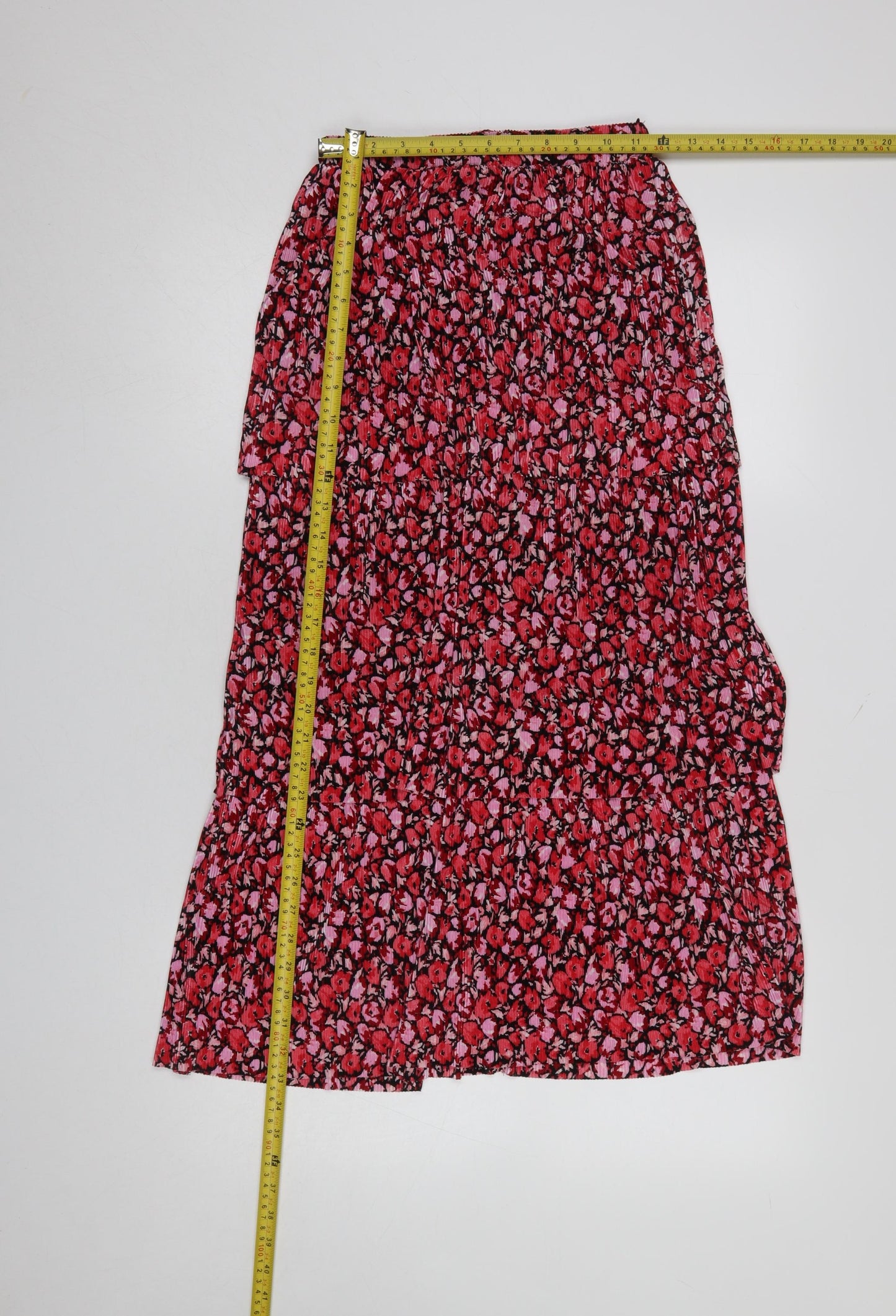 Next Women Red Floral Pleated Midi Skirt Size 6