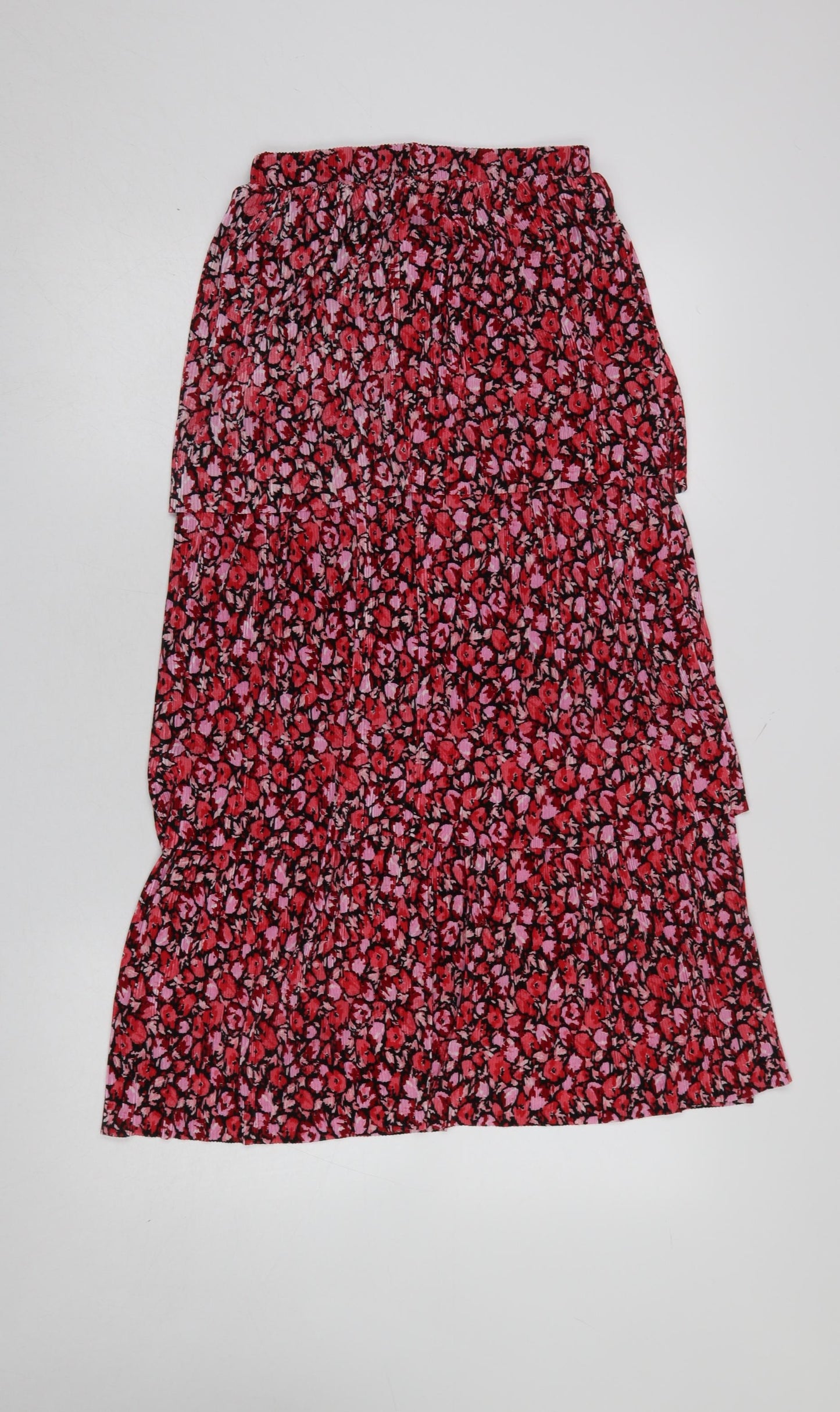 Next Women Red Floral Pleated Midi Skirt Size 6