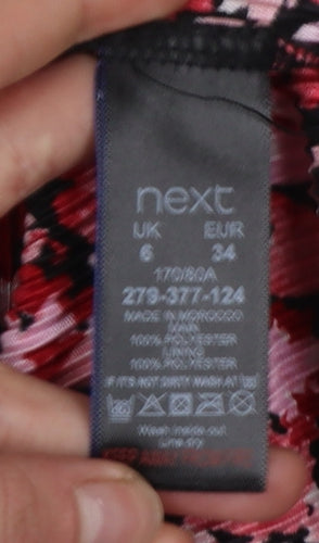 Next Women Red Floral Pleated Midi Skirt Size 6