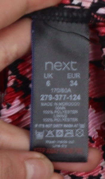 Next Women Red Floral Pleated Midi Skirt Size 6