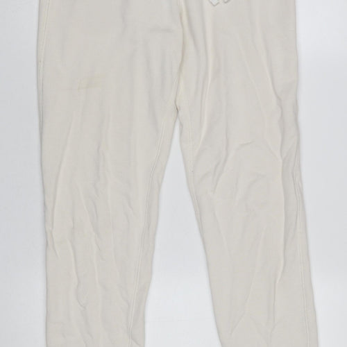 Nike Women Ivory Cotton Jogger Trousers S Regular Fit