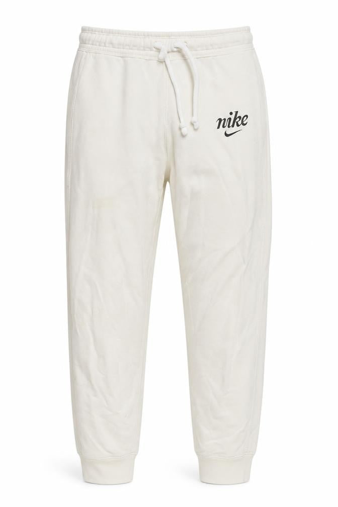Front view of Nike Women Ivory Cotton Jogger Trousers S Regular Fit
