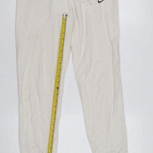 Nike Women Ivory Cotton Jogger Trousers S Regular Fit