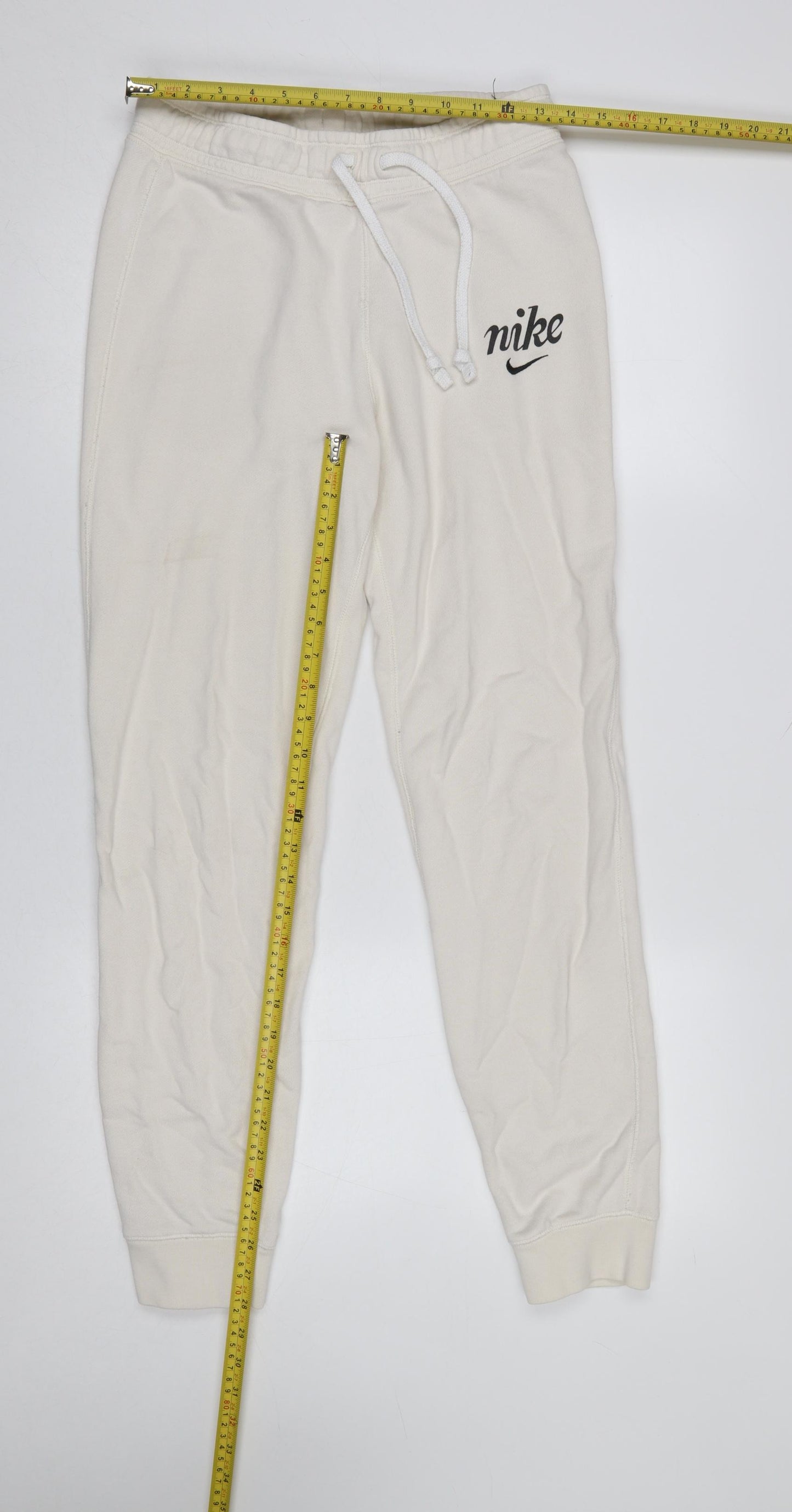 Nike Women Ivory Cotton Jogger Trousers S Regular Fit