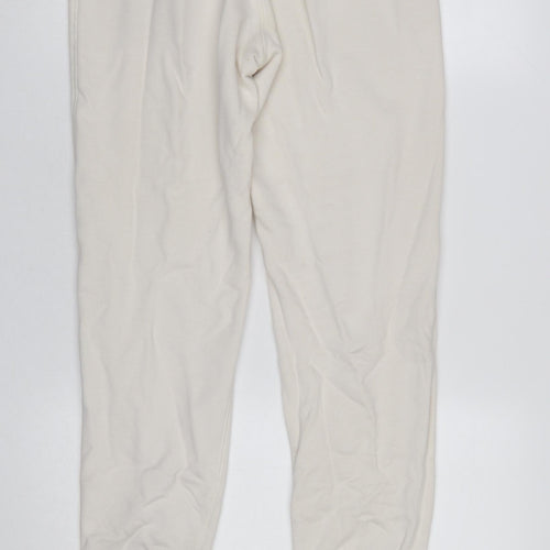 Nike Women Ivory Cotton Jogger Trousers S Regular Fit