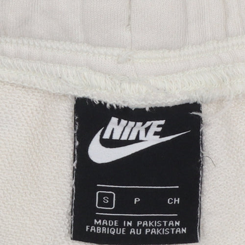 Nike Women Ivory Cotton Jogger Trousers S Regular Fit