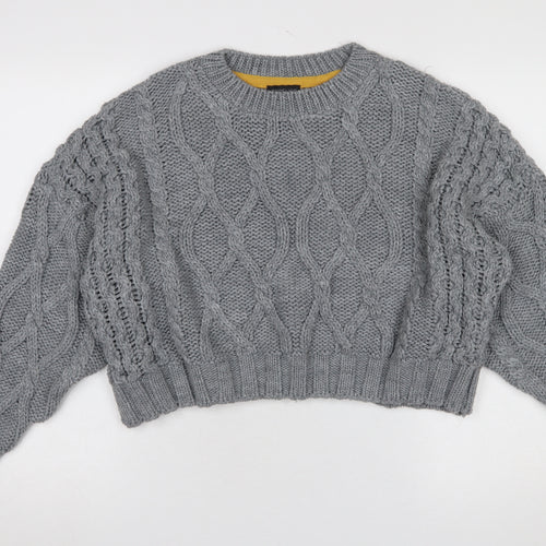 Topshop Women’s Grey Chunky Cable Knit Jumper Size 12