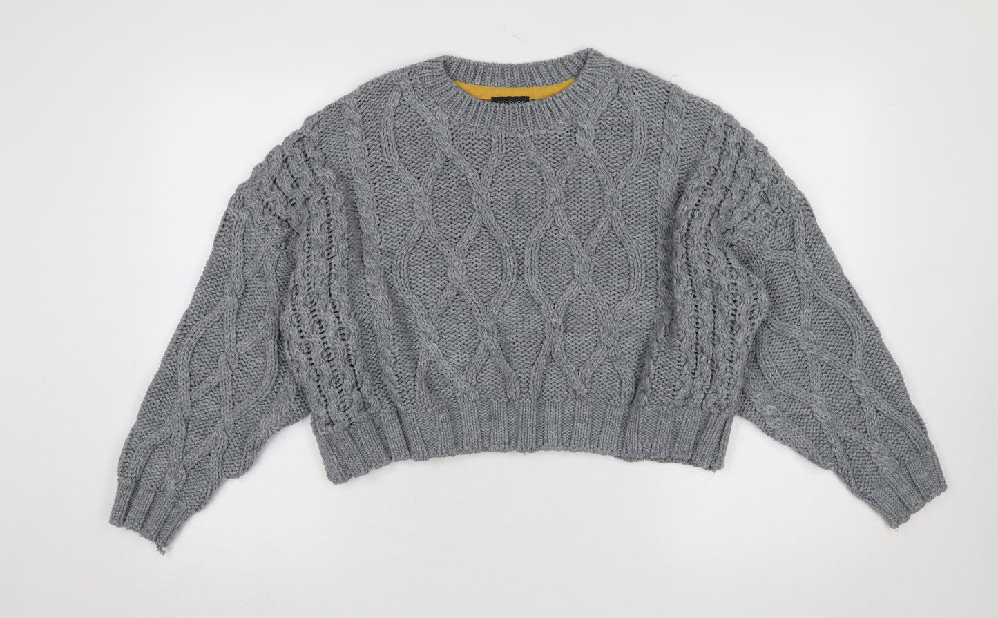 Topshop Women’s Grey Chunky Cable Knit Jumper Size 12