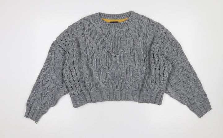 Topshop Women’s Grey Chunky Cable Knit Jumper Size 12