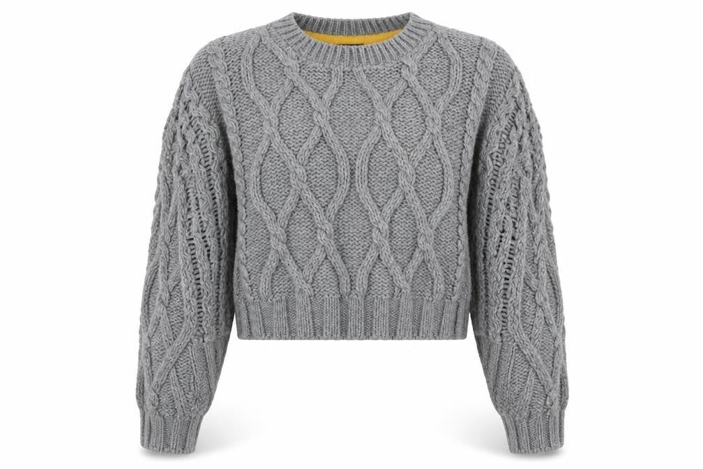 Topshop Women’s Grey Chunky Cable Knit Jumper Size 12