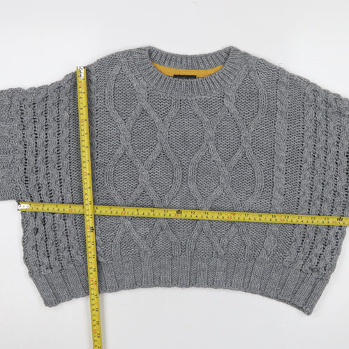 Topshop Women’s Grey Chunky Cable Knit Jumper Size 12